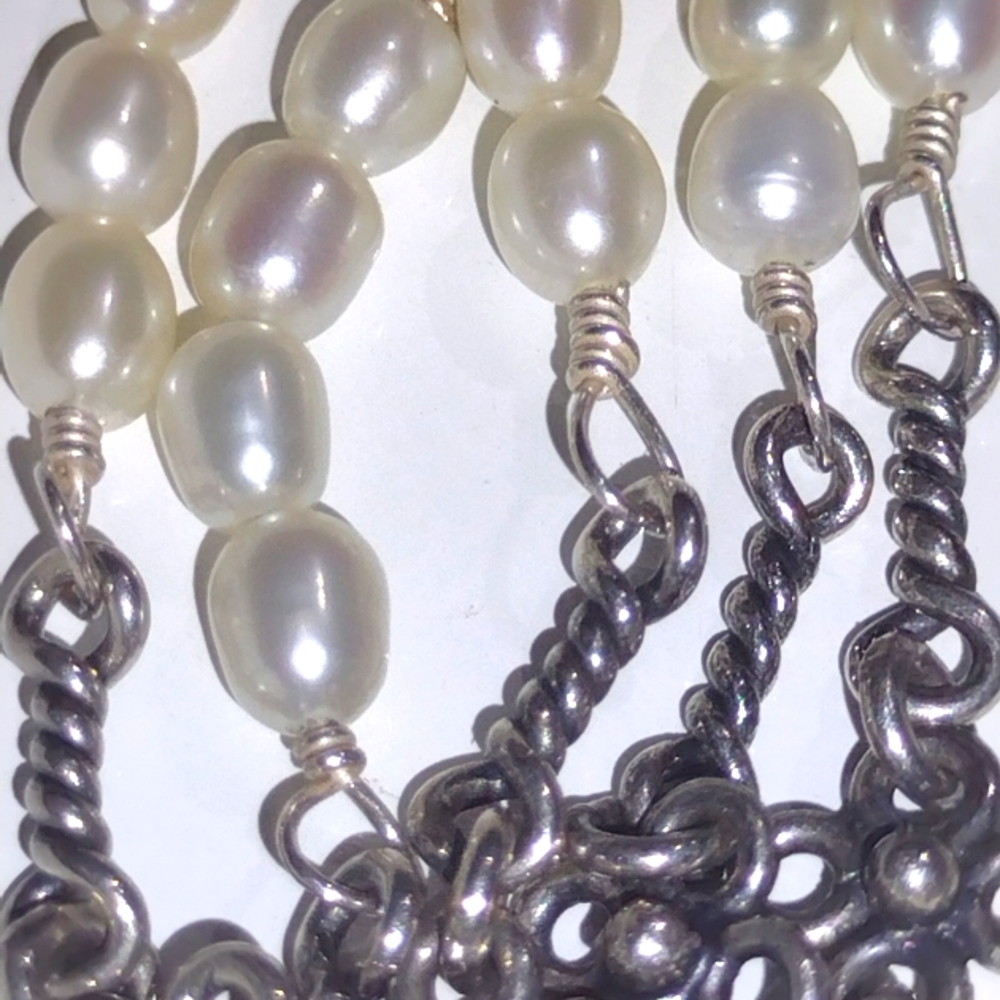 Bridal Art Nouveau Pearl  .925 Sterling Silver Cho - Picture 8 of 10